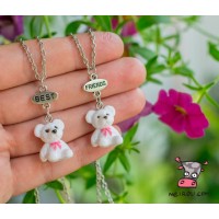 Кулон для двоих друзей "Best Friends. Белые медвежата"